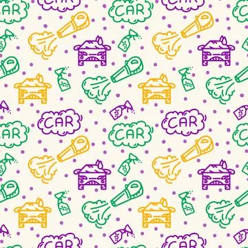 Pattern cleaning car wash. Vector background cleaning of transport. The Stock Illustration