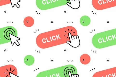 Pattern with Click here with hand and Click here with Cursor Stock Illustration