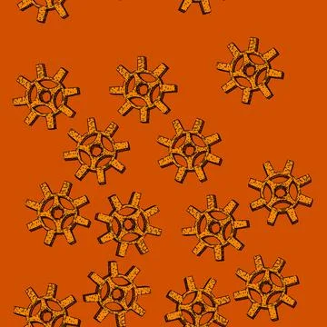 Pattern clock gears steampunk sketch hand drawn Stock Illustration