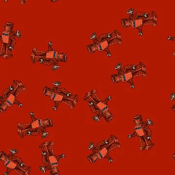 Pattern clockwork wind up toy sketch hand drawn Illustrazione stock