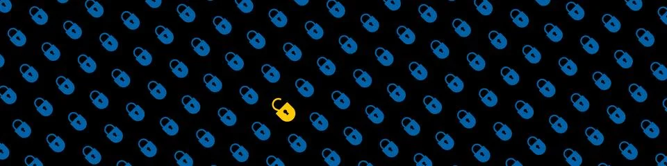 Pattern of closed locks. Ways to solve problems. Hacker horizontal background. Stock Illustration