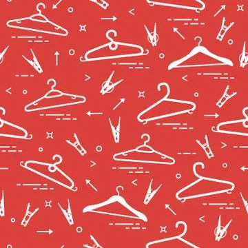 Pattern with clothes hangers and clothespins. Stock Illustration
