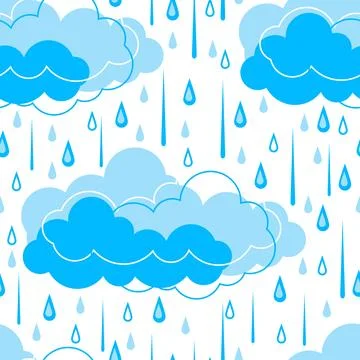 Pattern with clouds and rain. Stylized background with rain. Illustrazione stock