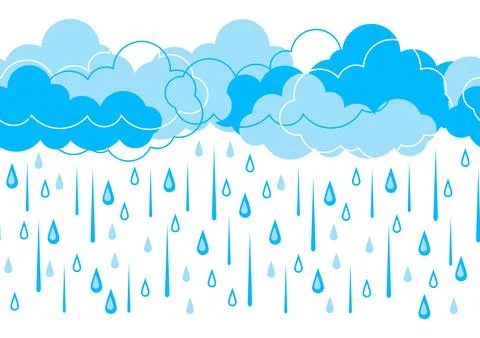 Pattern with clouds and rain. Stylized background with rain. 스톡 일러스트