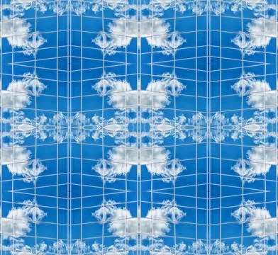 Pattern the clouds are reflected on the glass of a large office building Stock Illustration
