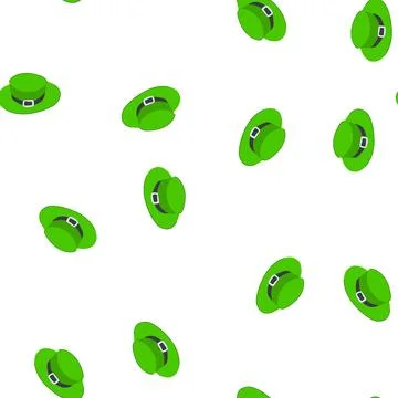 Pattern clover green hat patrick cartoon vector Stock Illustration