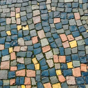 Pattern of cobble stone at the sidewalk Stock Photos