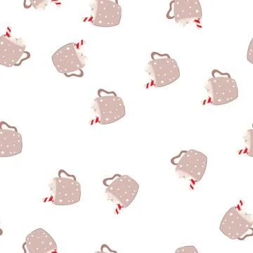 Pattern cocoa marshmallow cup cartoon vector イラスト素材