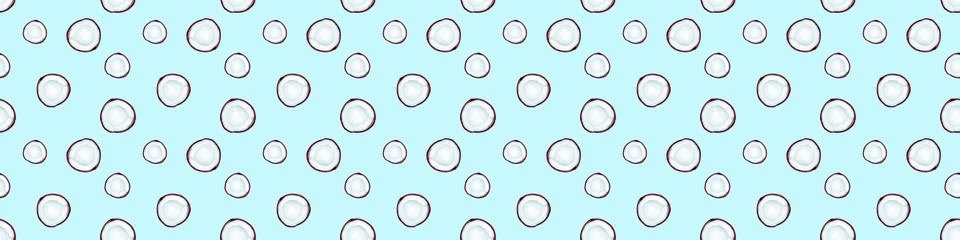 Pattern of coconuts isolated on blue background 스톡 일러스트