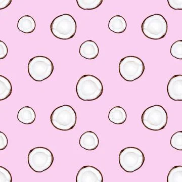 Pattern of coconuts isolated on pink background 스톡 일러스트