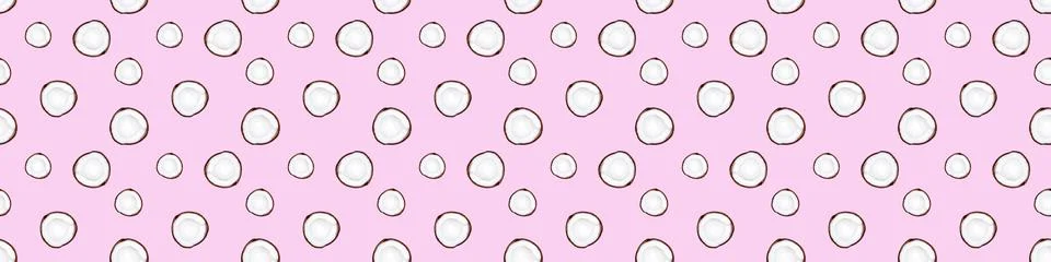 Pattern of coconuts isolated on pink background 스톡 일러스트