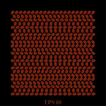 Pattern of coffee beans on a black background. イラスト素材