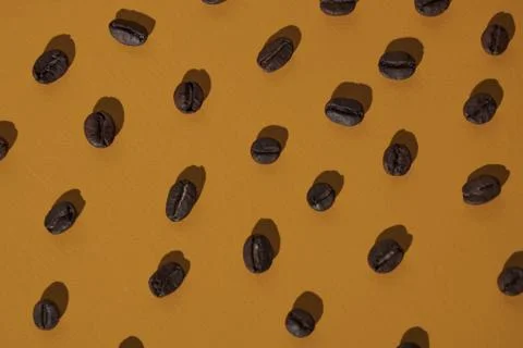 The pattern of coffee beans on colored background Stockfoto's