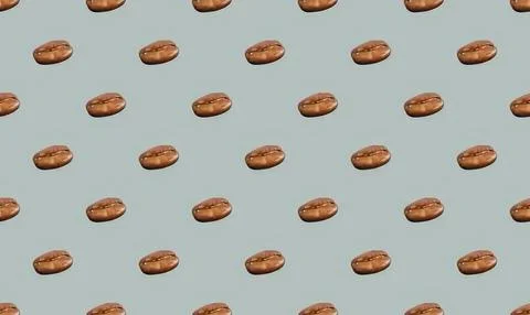 Pattern of coffee beans on light gray background Stock Illustration