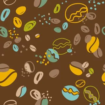 Pattern with coffee beans multicolored Stock Illustration