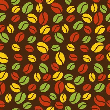 Pattern coffee beans multicolored Stock Illustration