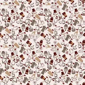 Pattern with coffee, coffee theme and desserts. Stock Illustration