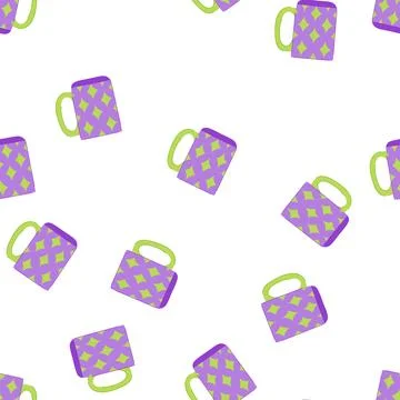 Pattern coffee cup ceramic cartoon vector Stock Illustration