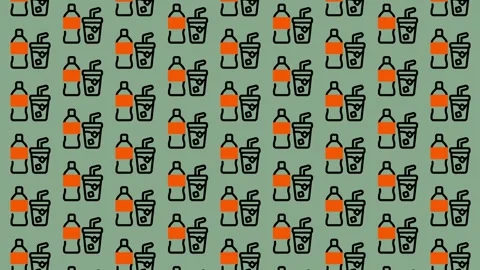 Pattern of Coffee Cups and Bottles. Stock Footage 325389316