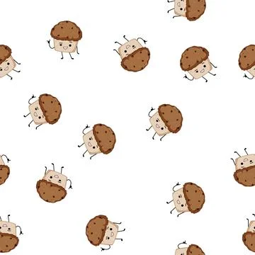 Pattern coffee dessert character cartoon vector Stock Illustration