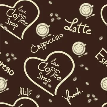 Pattern coffee shop graphic design background objects Stock Illustration