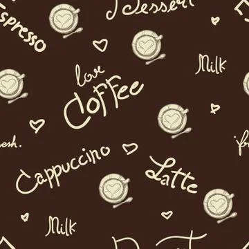 Pattern coffee shop graphic design background objects Stock Illustration