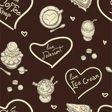 Pattern coffee shop graphic design background objects Stock Illustration