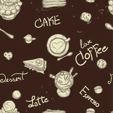 Pattern coffee shop graphic design background objects Stock Illustration