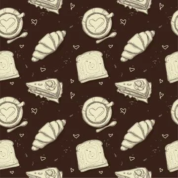 Pattern coffee shop graphic design background objects Stock Illustration