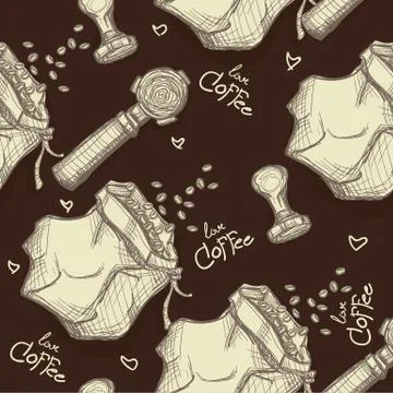 Pattern coffee shop graphic design background objects Stock Illustration