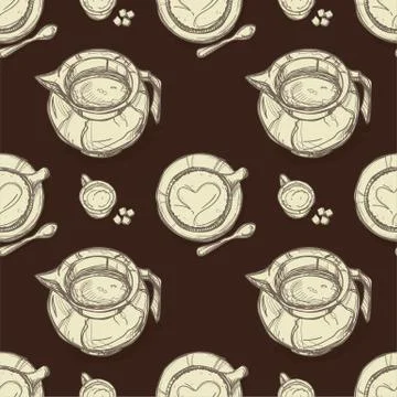 Pattern coffee shop graphic design background objects Stock Illustration