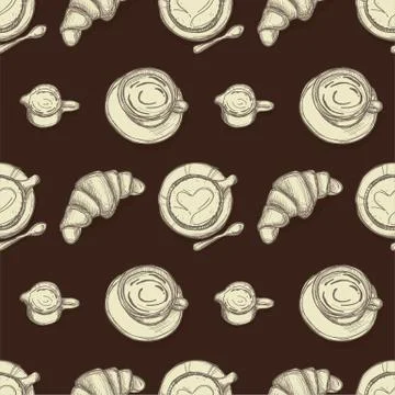 Pattern coffee shop graphic design background objects Stock Illustration