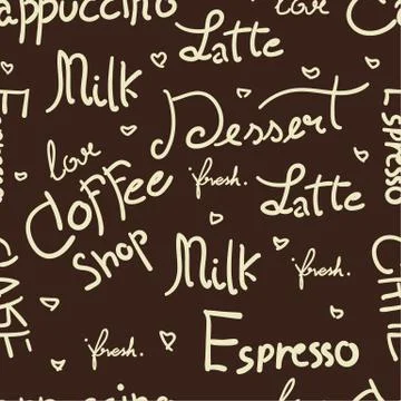 Pattern coffee shop graphic design background objects Stock Illustration