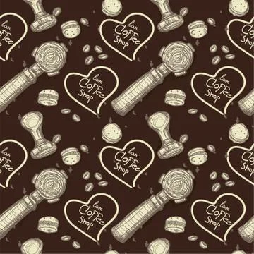 Pattern coffee shop graphic design background objects Stock Illustration