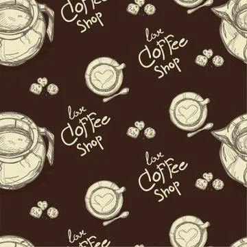 Pattern coffee shop graphic design background objects Stock Illustration