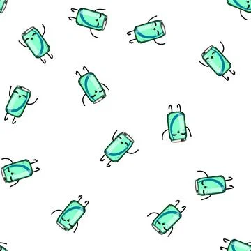 Pattern coffee soda can character cartoon vector Stock Illustration