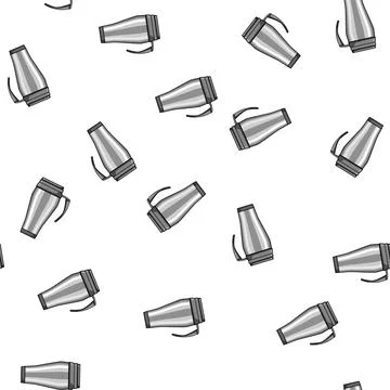 Pattern coffee thermos cup cartoon vector Stock Illustration