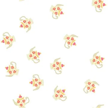 Pattern coffee vintage teapot cartoon vector イラスト素材