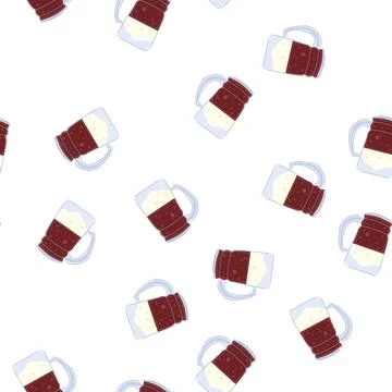 Pattern cold beer glass cartoon vector Stock Illustration