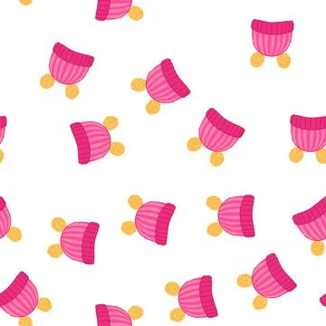 Pattern cold winter hat kid cartoon vector 库存插图