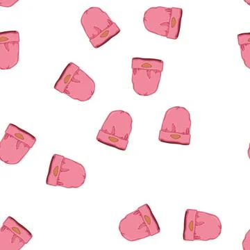Pattern cold winter hat woman cartoon vector 스톡 일러스트