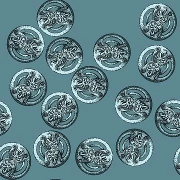 Pattern collectible ornate metal button sketch hand drawn イラスト素材