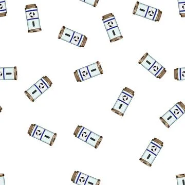 Pattern Collecting used batteries for eco friendly recycling process Stock Illustration
