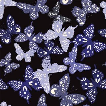 Pattern of collection  butterflies Illustrazione stock
