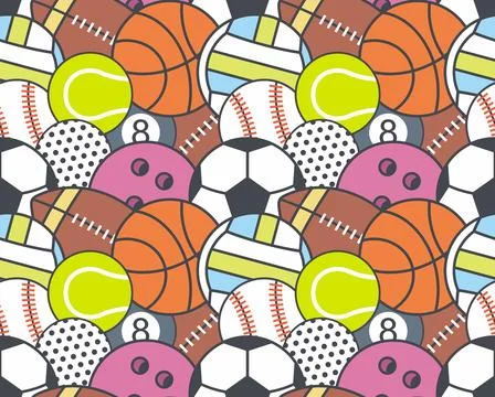 Pattern with collection of Sports Balls Stock Illustration