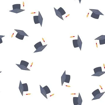 Pattern college graduation hat cartoon vector Иллюстрация