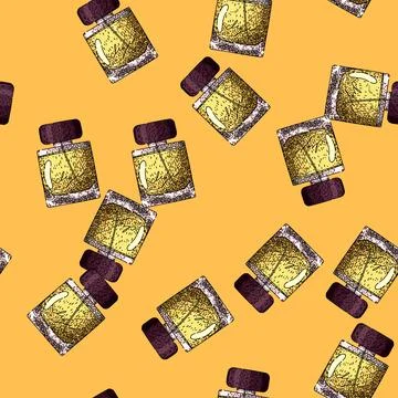 Pattern cologne perfum bottle male sketch hand drawn Stock Illustration