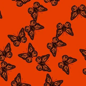 Pattern color butterfly sketch hand drawn Stock Illustration