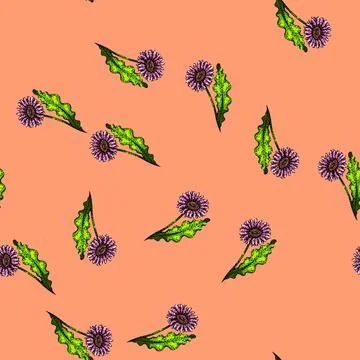 Pattern color gerbera daisy sketch hand drawn Stock Illustration