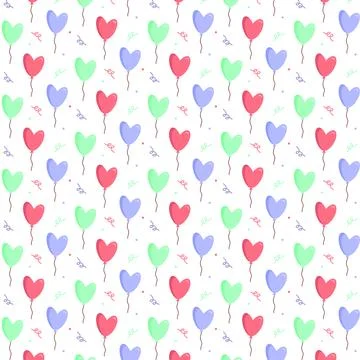 Pattern color simple balloons. Happy Valentine's Day. White background Stock Illustration